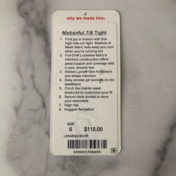 Lululemon Motionful 7/8 Tight 25” Black Cherry plum purple zip pocket mesh - Picture 8 of 8